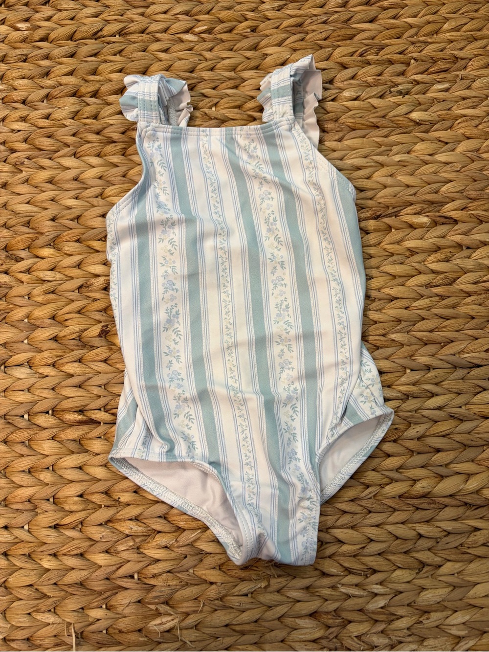 Toddler minnow swim one piece blue white 3t/4t